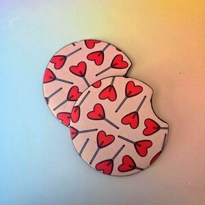 HEART SUCKERS Car Coasters | New Set Of Two Sublimated Car Coasters